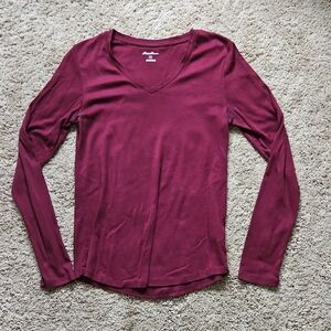 Eddie Bauer Red Fitted Long Sleeve T-Shirt, Size M